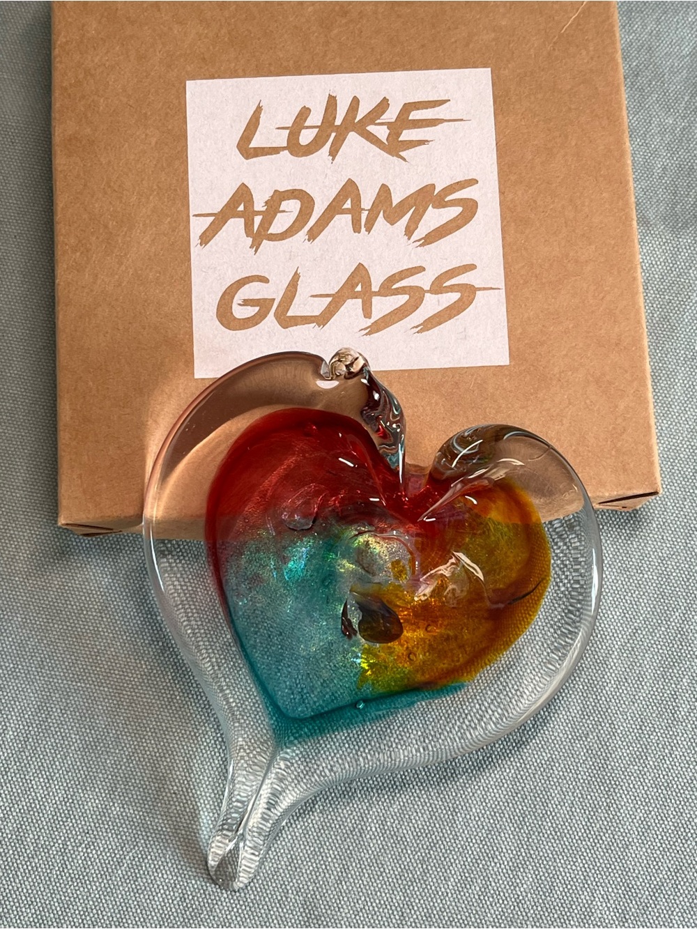 Multicolor Heart Ornament - Red, Teal & Gold